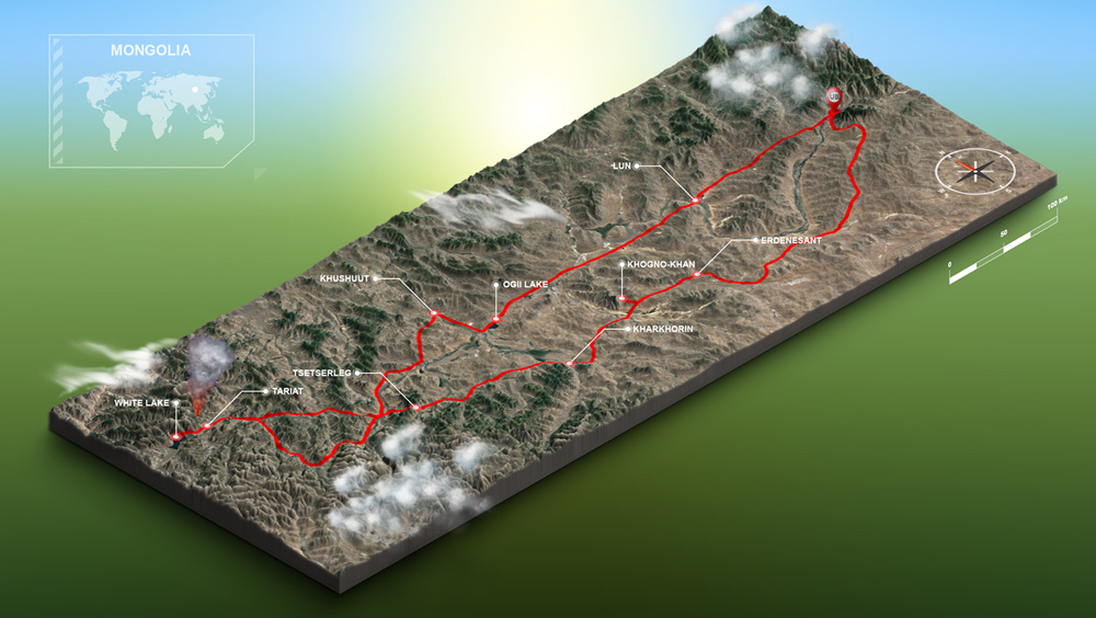 White Lake & Khorgo Volcano Off-Road Motorbike Trail Map