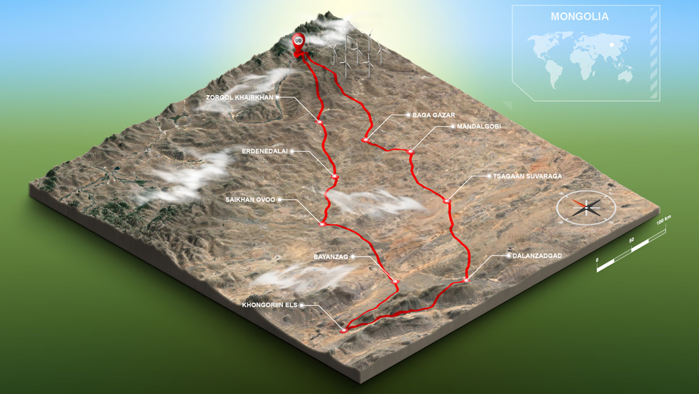 Off Road Gobi Desert Motorcycle Tour Map