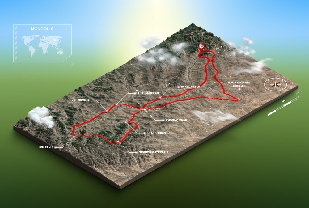 Off Road Gobi Desert Motorcycle Tour Map